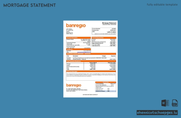 Beispiel eines Hypothekenauszugs der mexikanischen BanRegio (Word- und PDF-Datei)